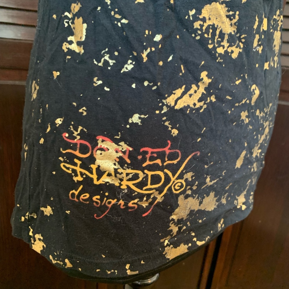 VINTAGE ED HARDY TSHIRT / size medium / skull & butterfly / short sleeve tunic - Picture 6 of 10